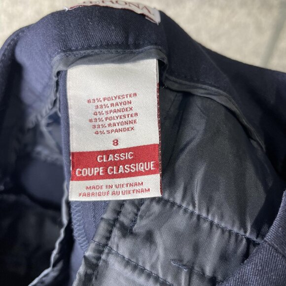 Merona Pants Womens 8 Navy Blue Classic Stretch Straight Leg Dress Work Slacks - Picture 8 of 9